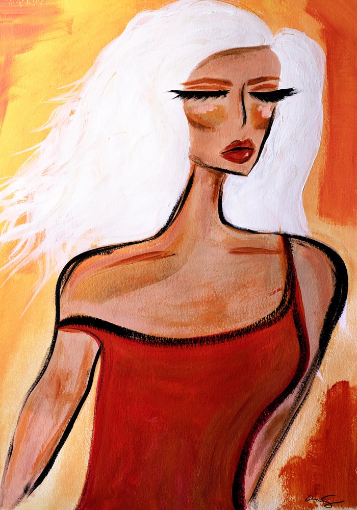 Mulher elegante de vermelho de Amy Straley