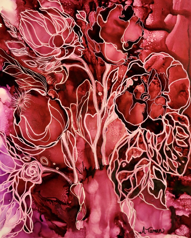 Fluxo Floral Carmesim de Amy Tieman