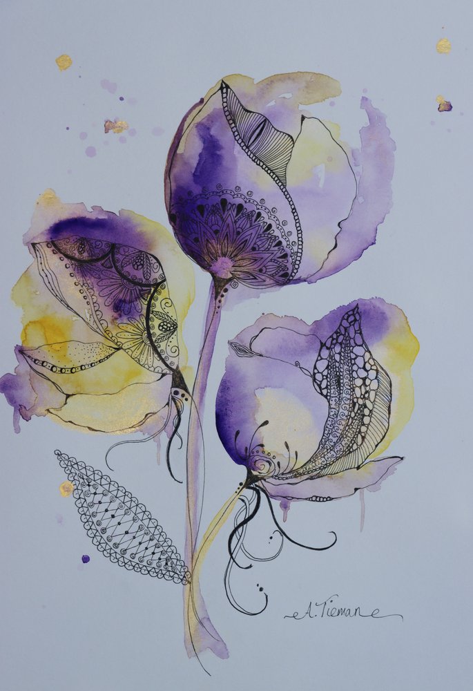 Flores elegantes desenhadas em aquarela de Amy Tieman