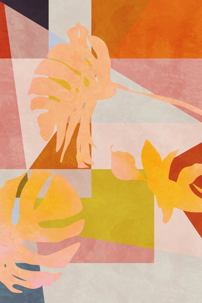 Folhas geométricas orgânicas ao estilo Bauhaus de Ana Rut Bre