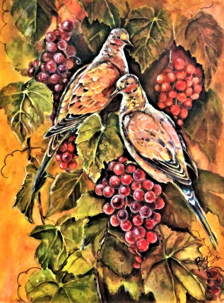 Pombas e uvas de outono de Anda Bieza