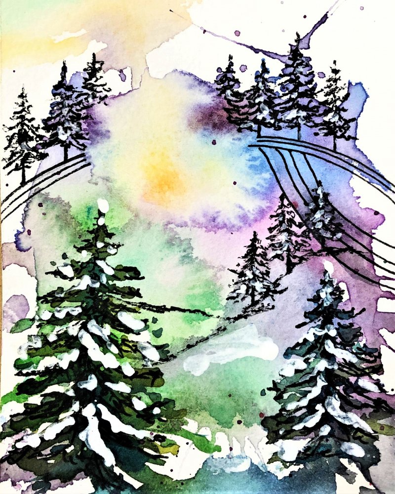 Floresta colorida de inverno de Anda Bieza