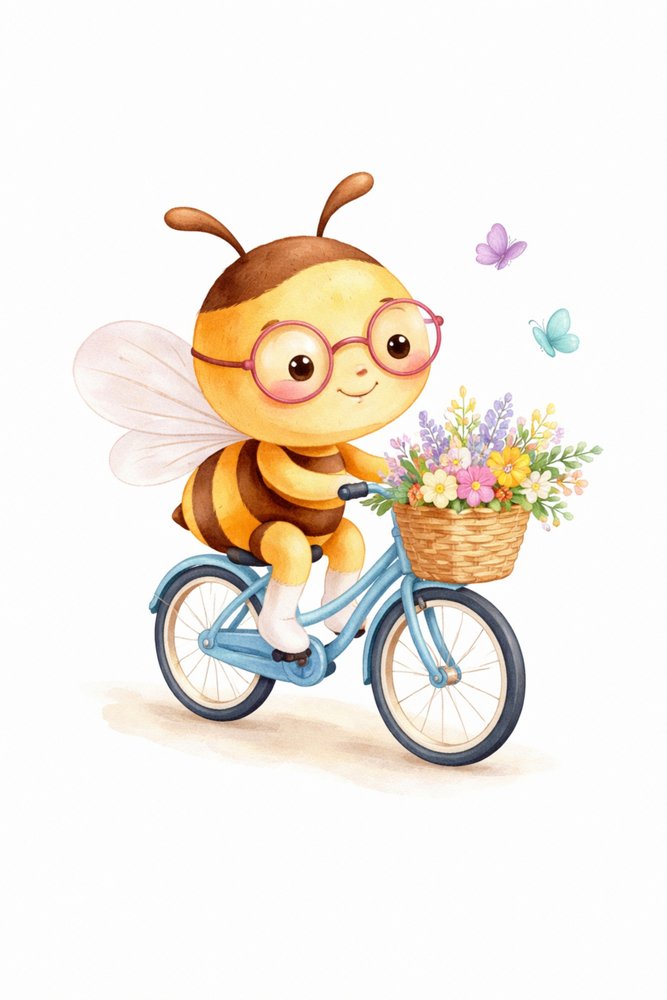 Passeio de bicicleta com abelhas fofas de Anda Bieza