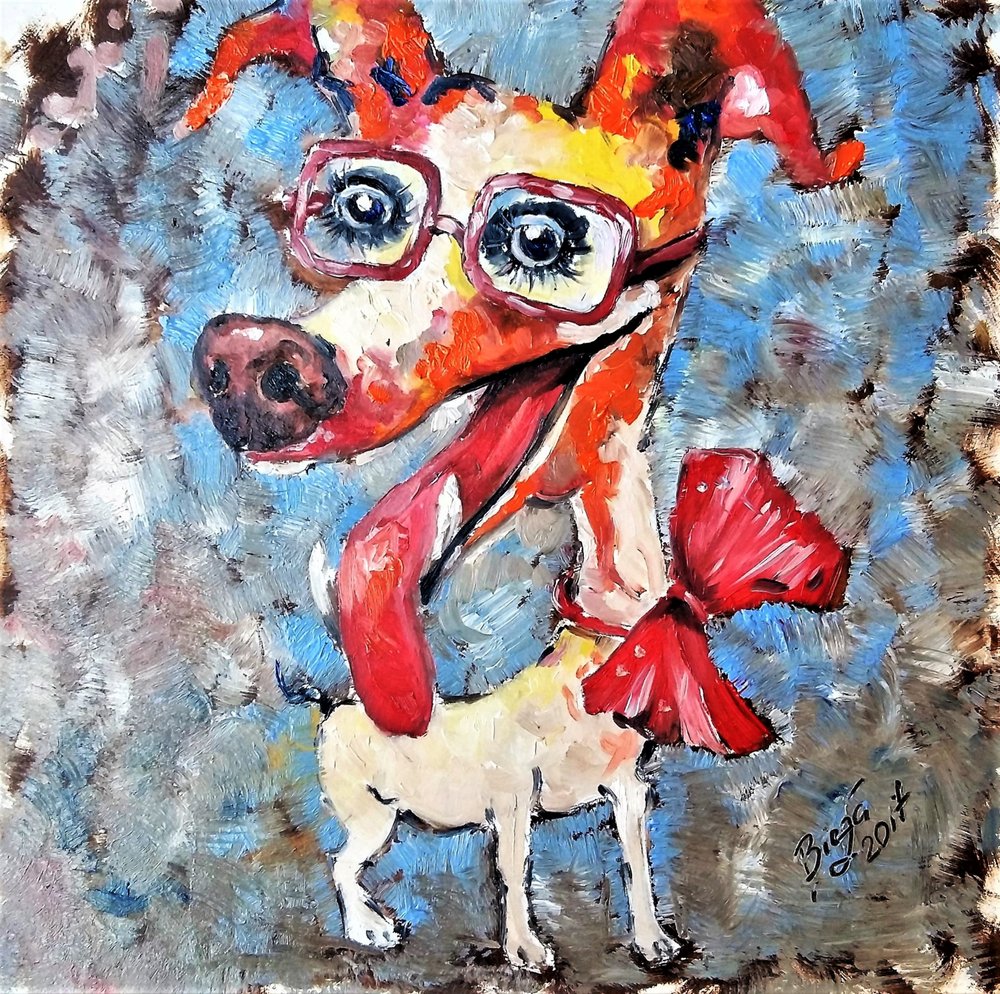 Cão engraçado com óculos de Anda Bieza