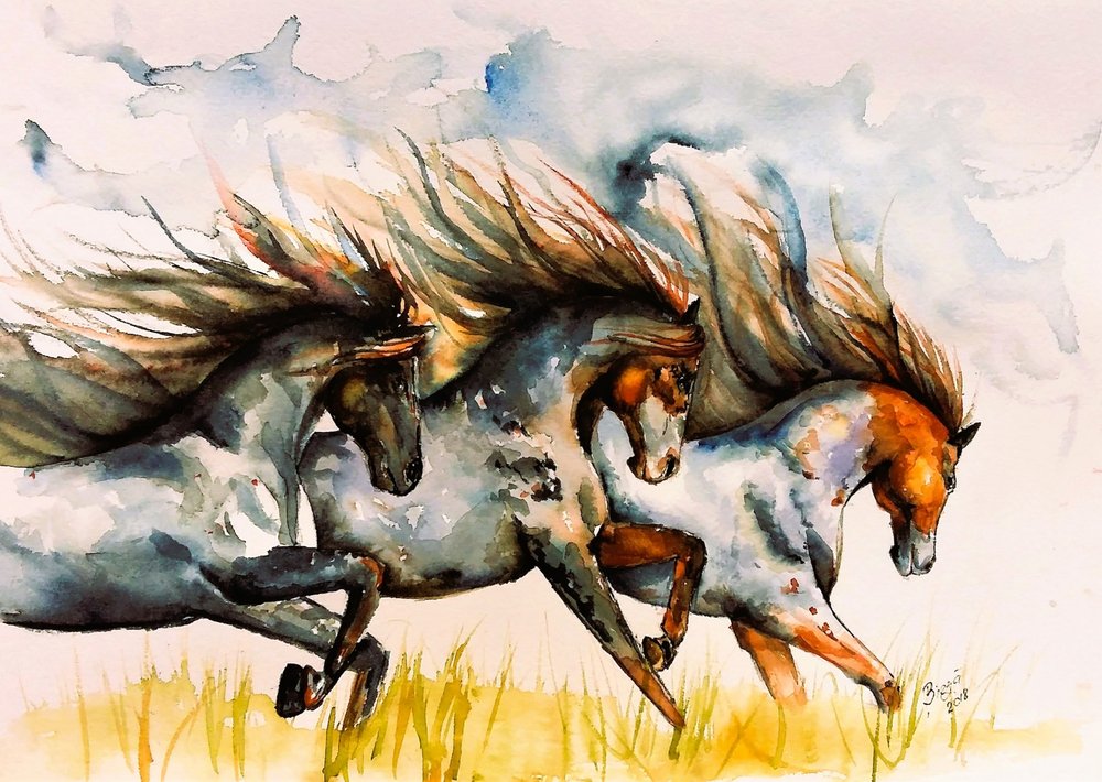 Cavalos de Espírito Galopante de Anda Bieza