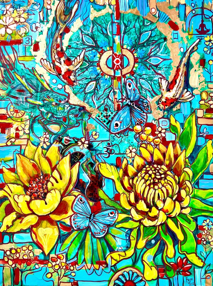 Koi Borboleta em Flor de Anda Bieza