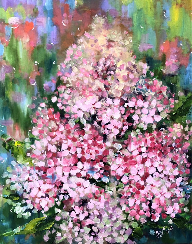 Flores cor-de-rosa com um toque pictórico de Anda Bieza