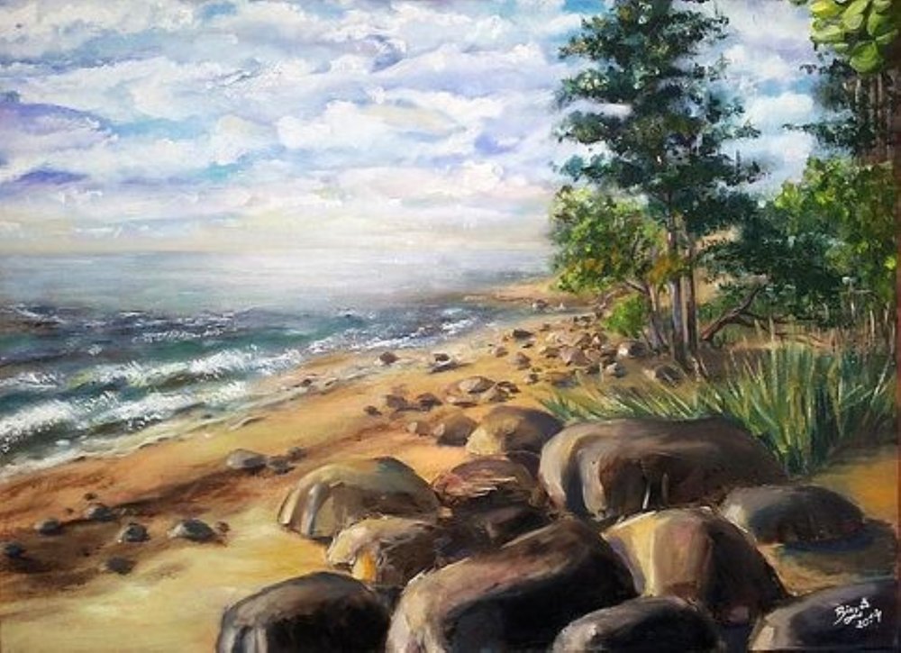 A serenidade da praia rochosa de Anda Bieza