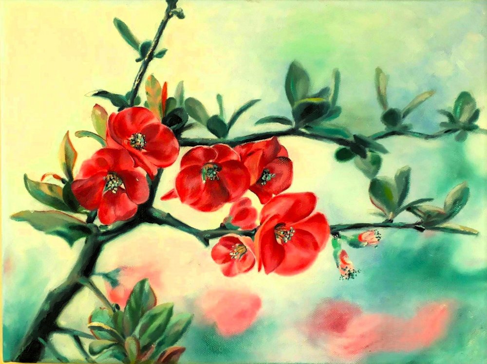 Flores vermelhas da primavera de Anda Bieza