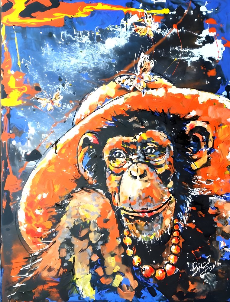 Macaco elegante com chapéu de Anda Bieza