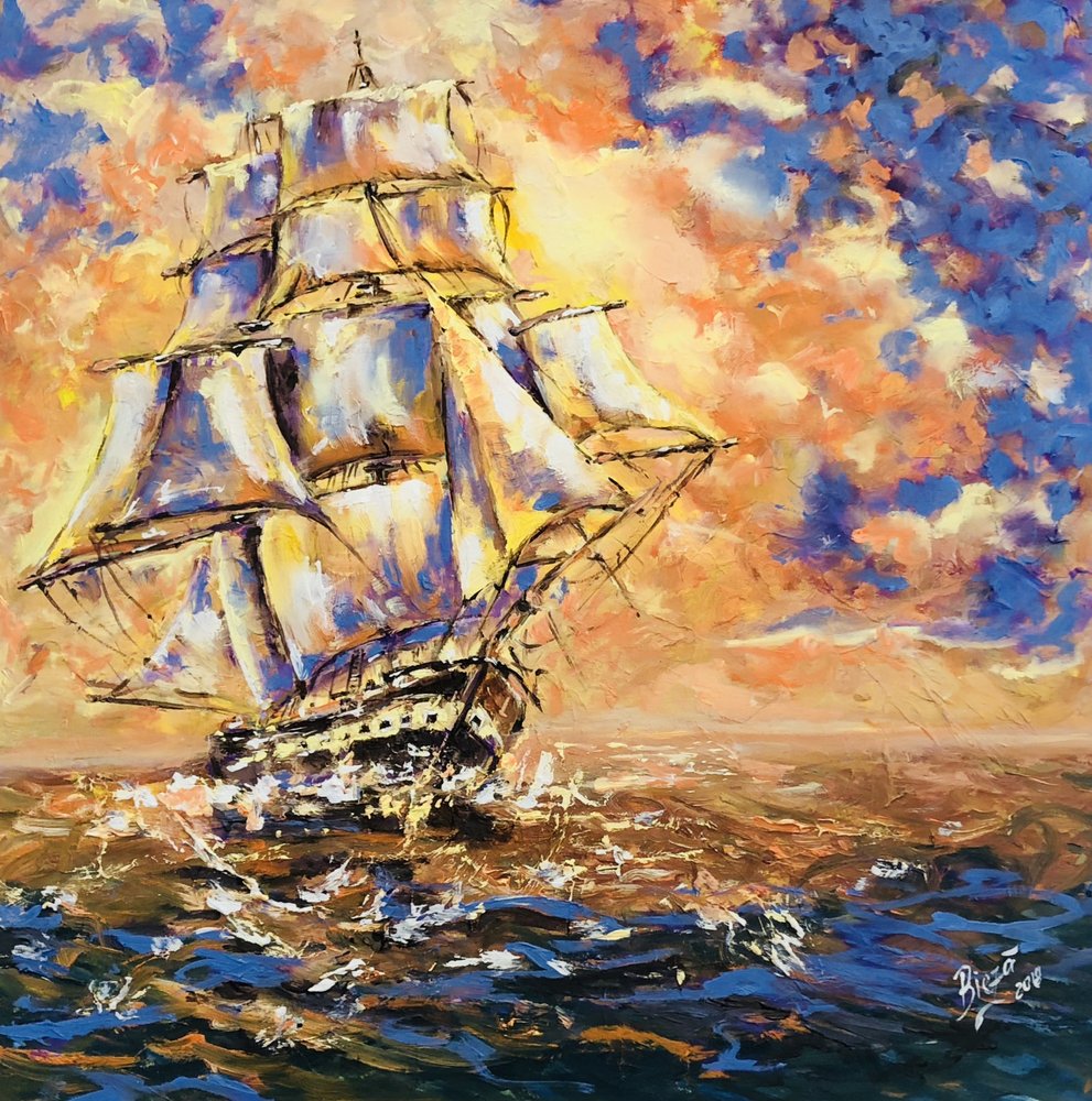 Velero ao pôr do sol de Anda Bieza