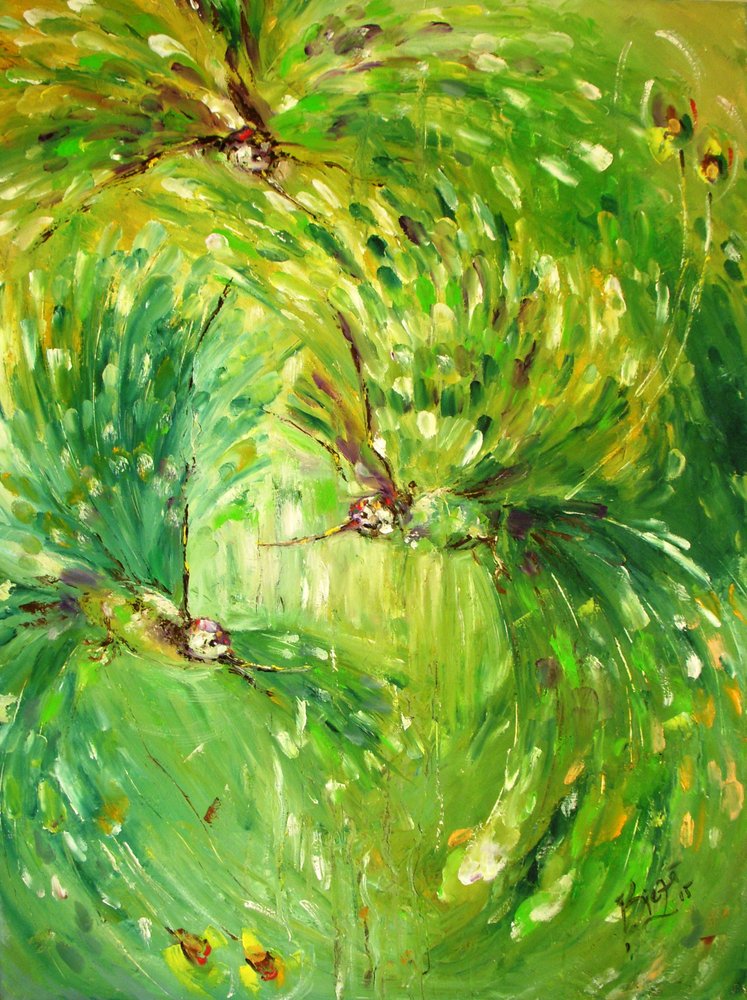 Beija-flores de um verde vibrante de Anda Bieza