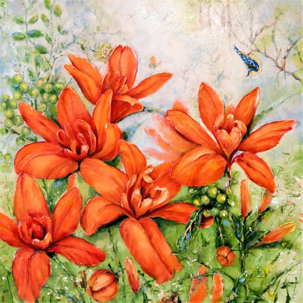Flores laranja vibrantes de Anda Bieza