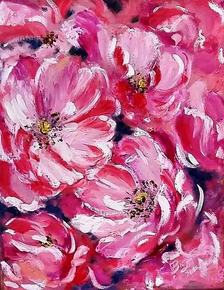 Flores rosa vibrantes de Anda Bieza