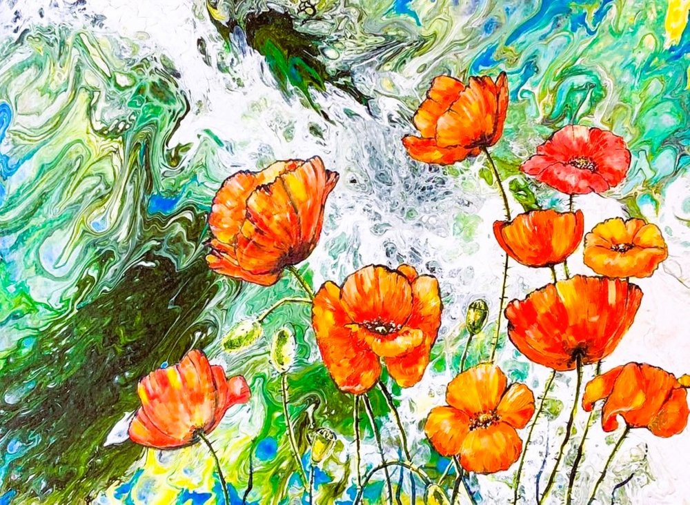 Jardim de Papoilas Coloridas de Anda Bieza