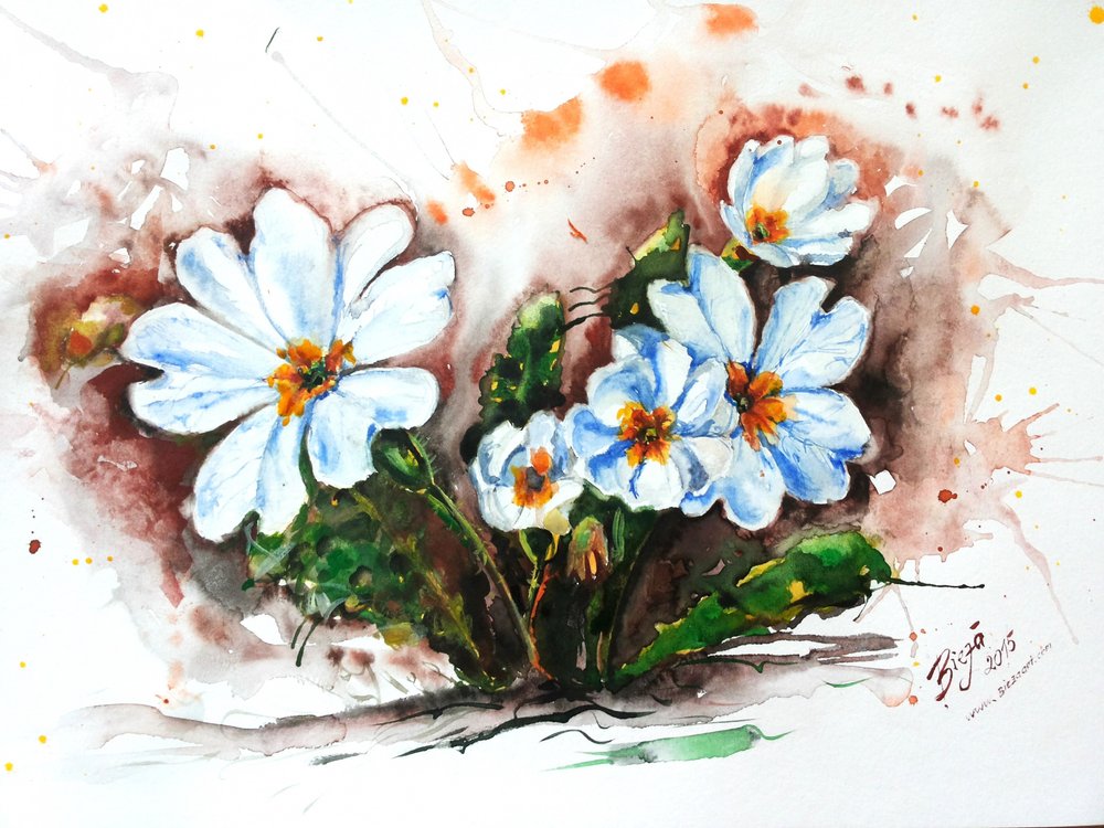 Flores em aquarela vibrantes de Anda Bieza