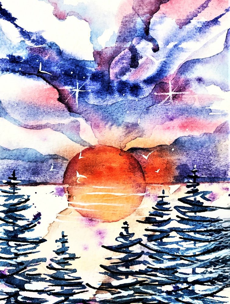 Um pôr-do-sol de inverno vibrante de Anda Bieza