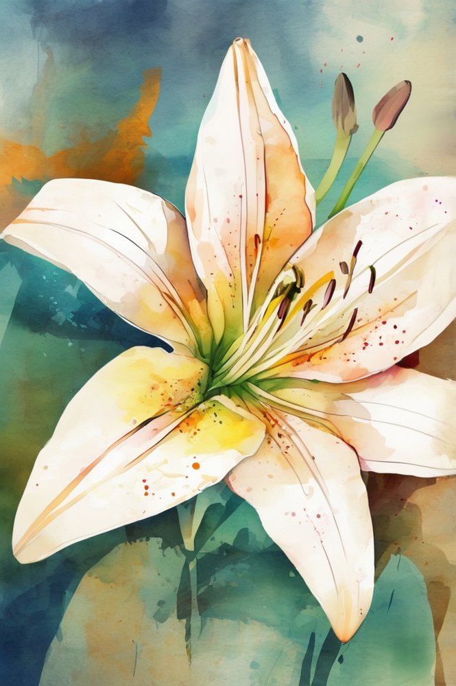 Lírio Branco em Aquarela de Anda Bieza