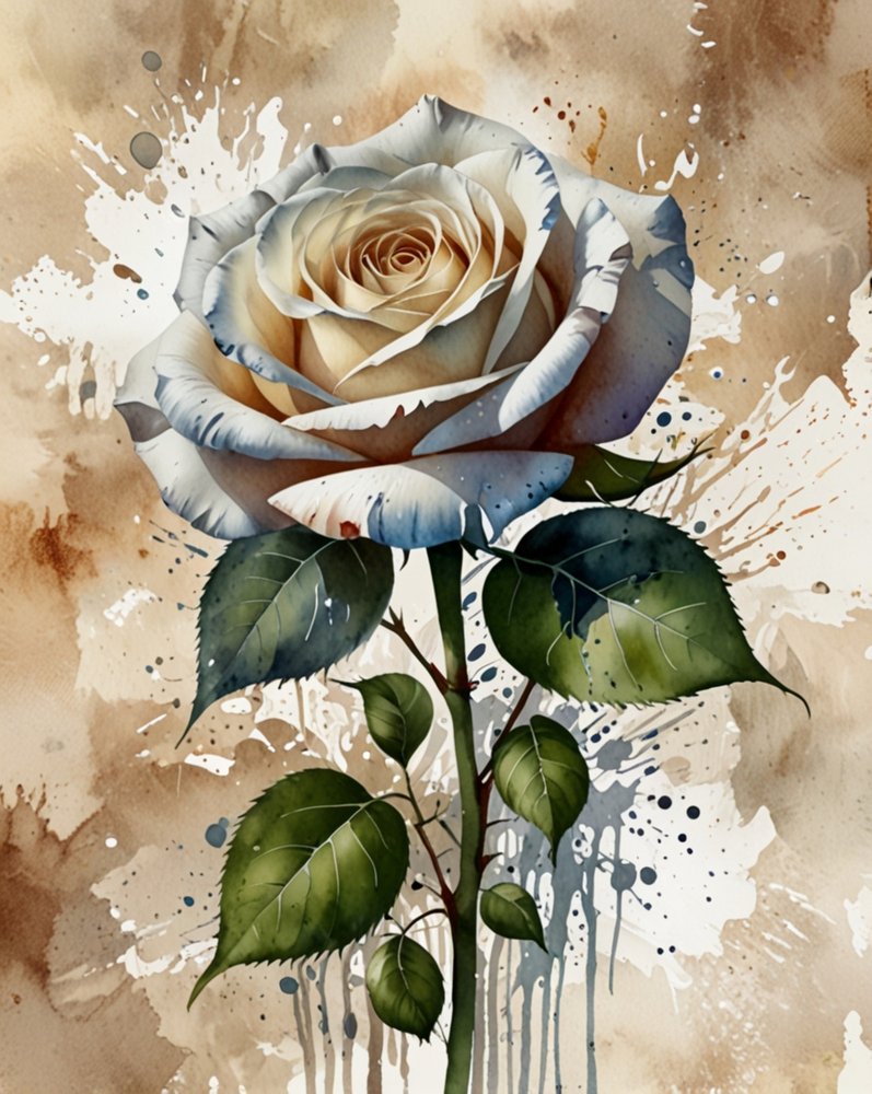 Rosa em aquarela branca de Anda Bieza
