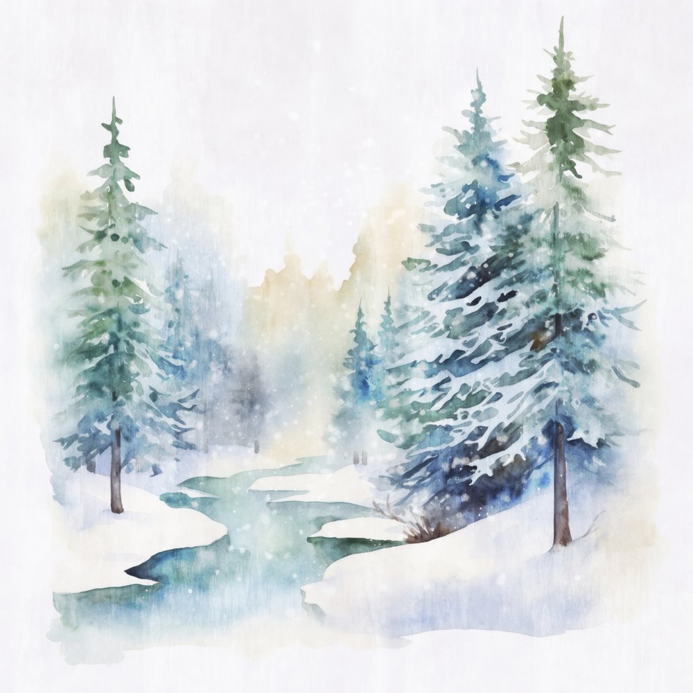 Riacho na floresta de inverno de Andrea Haase