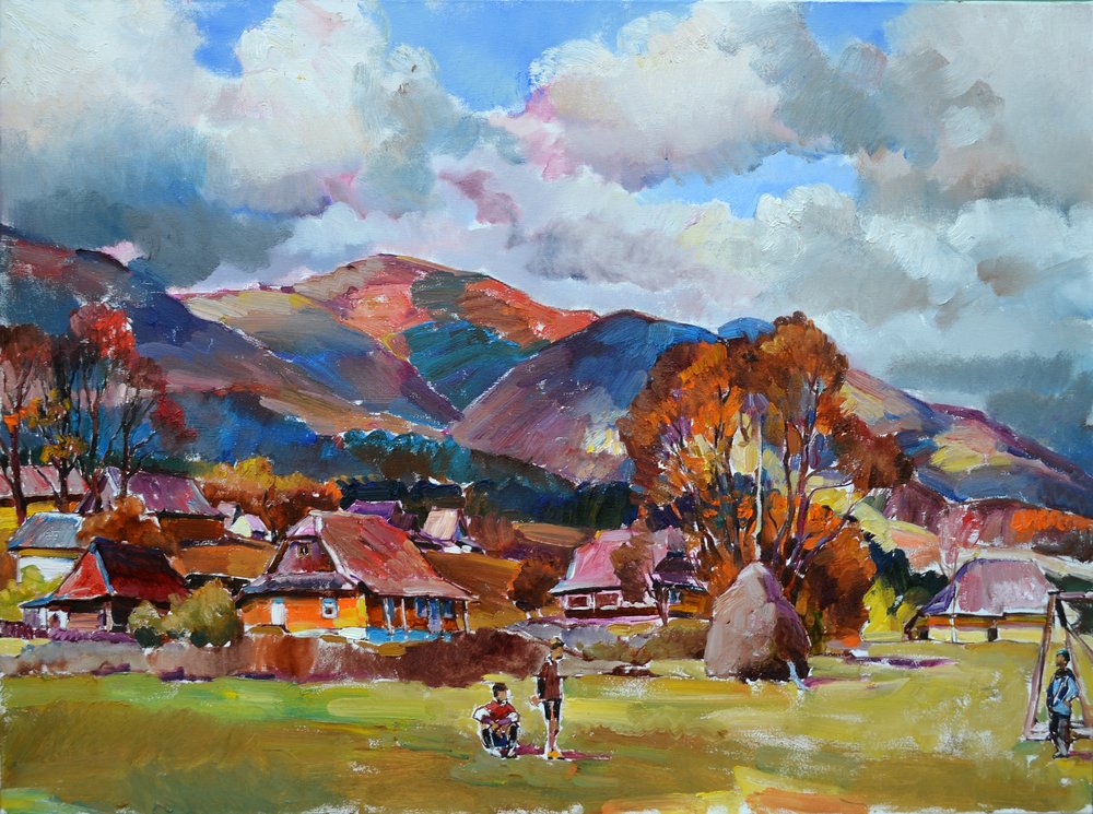 Aldeia de montanha no outono de Andrii Kutsachenko