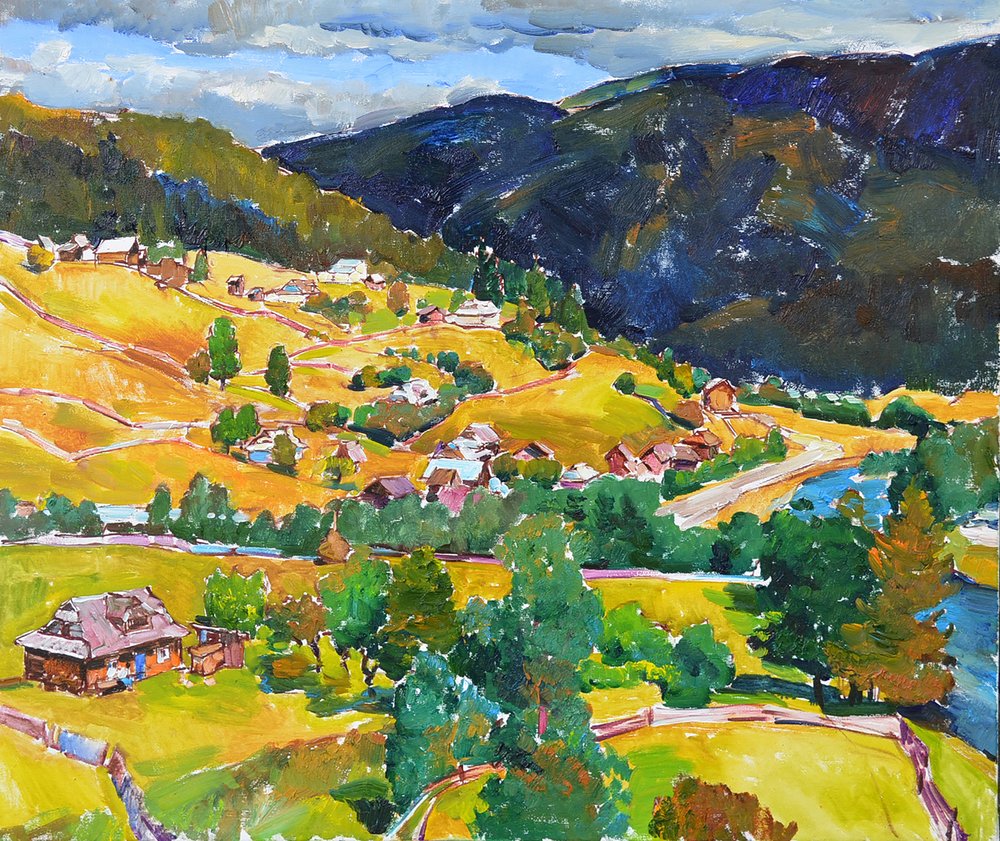 Aldeia de montanha colorida de Andrii Kutsachenko