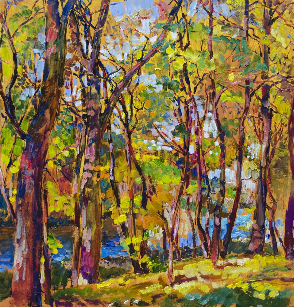 Riacho da floresta no outono colorido de Andrii Kutsachenko