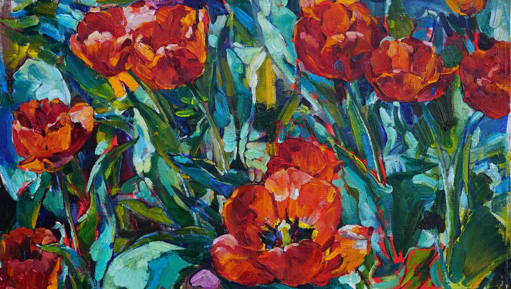 Tulipas vermelhas vibrantes de Andrii Kutsachenko