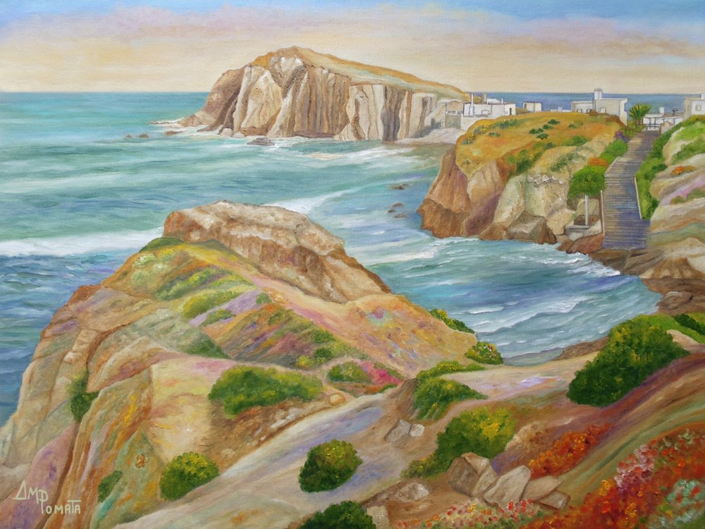 Cidade mediterrânica situada na encosta de Angeles M. Pomata