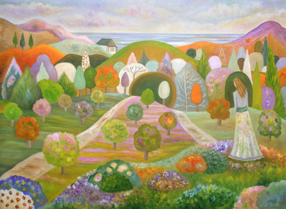 Mulher num jardim encantador de Angeles M. Pomata