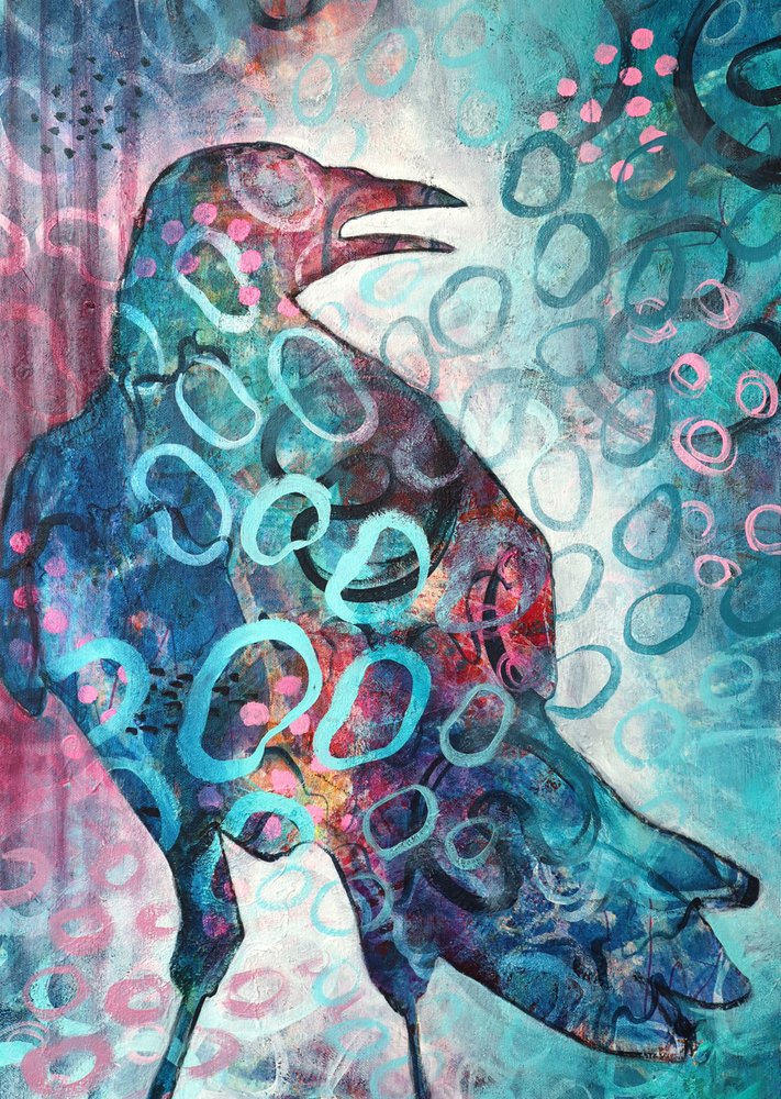 Corvo abstrato vibrante de Ania Witwitzka
