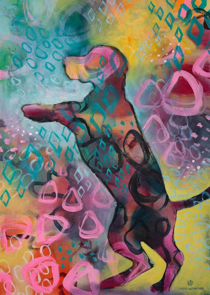 Cão abstrato vibrante de Ania Witwitzka