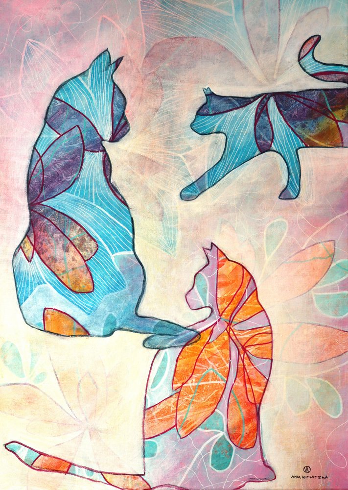 Gatos florais divertidos de Ania Witwitzka