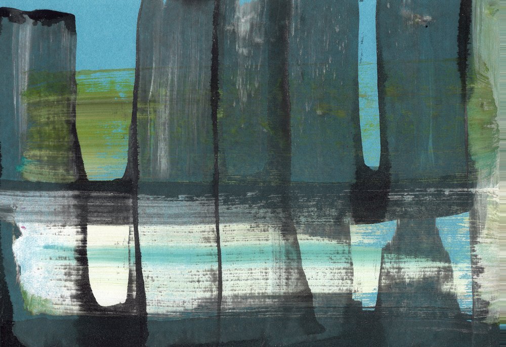 Camadas abstratas em azul e verde de Annick