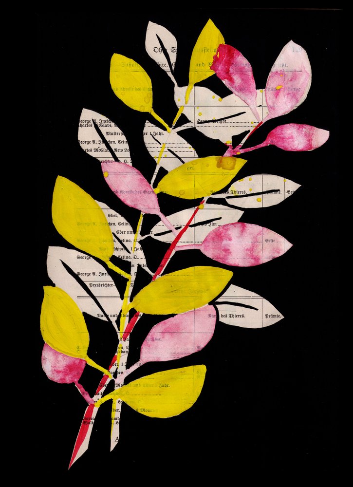 Colagem botânica rosa e amarela de Annick