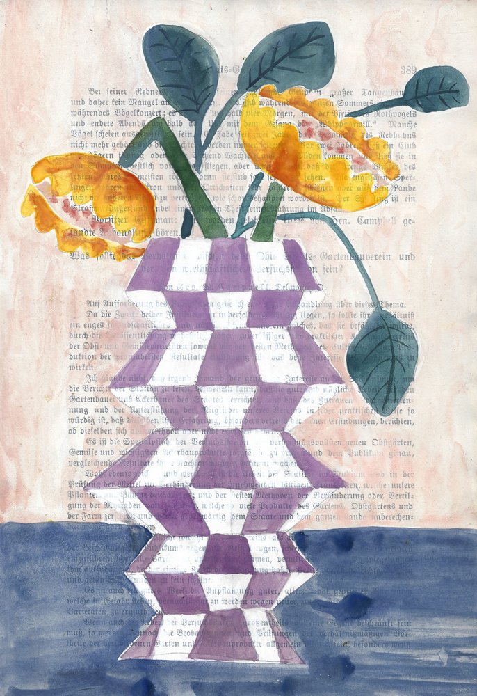 Vaso com flores douradas de Annick