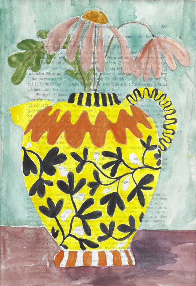 Vaso amarelo com flores de Annick