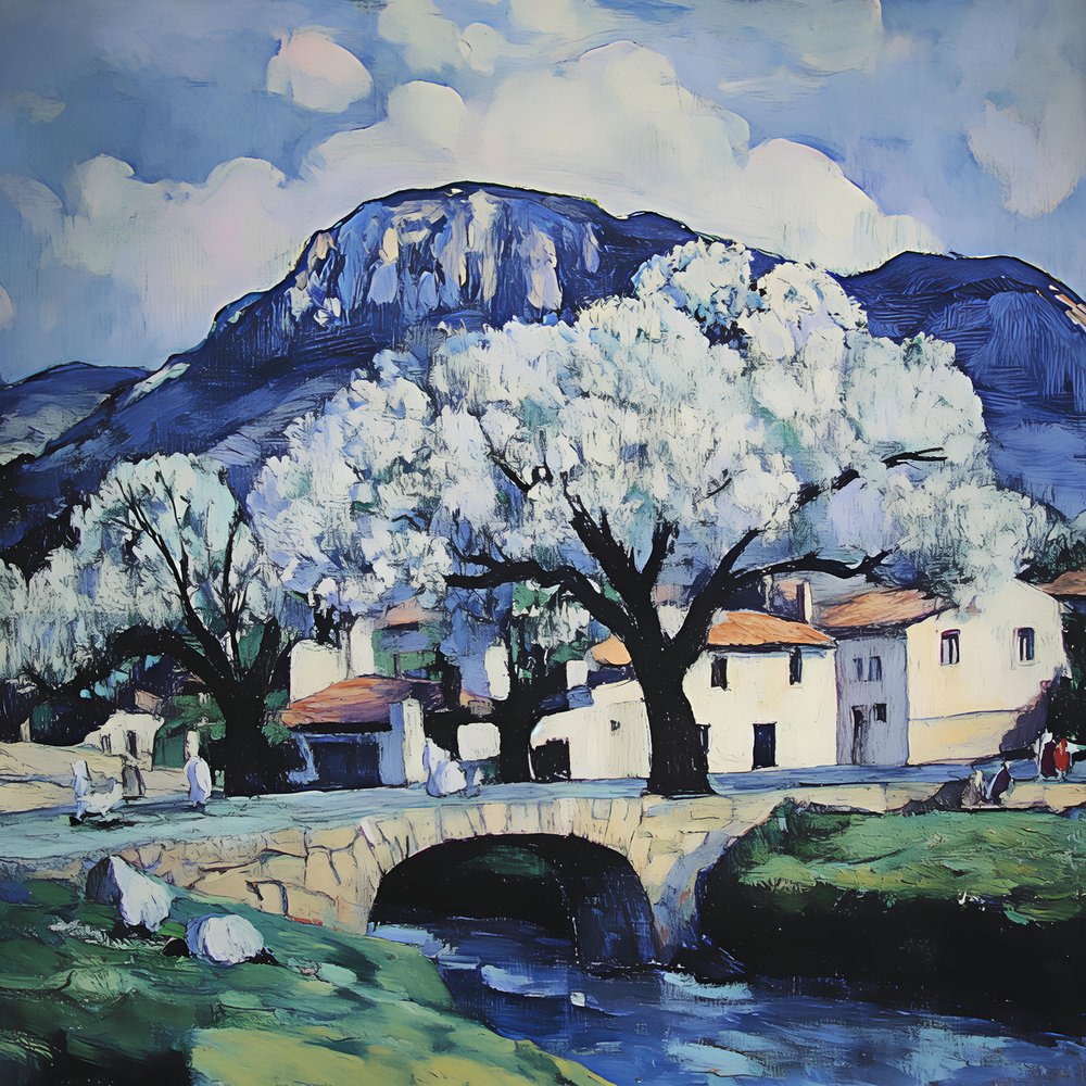 Paisagem de uma aldeia em flor de Avanesova Elena