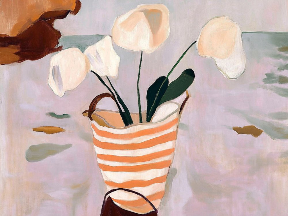 Cesto às riscas «Creamy Blooms» de Avanesova Elena