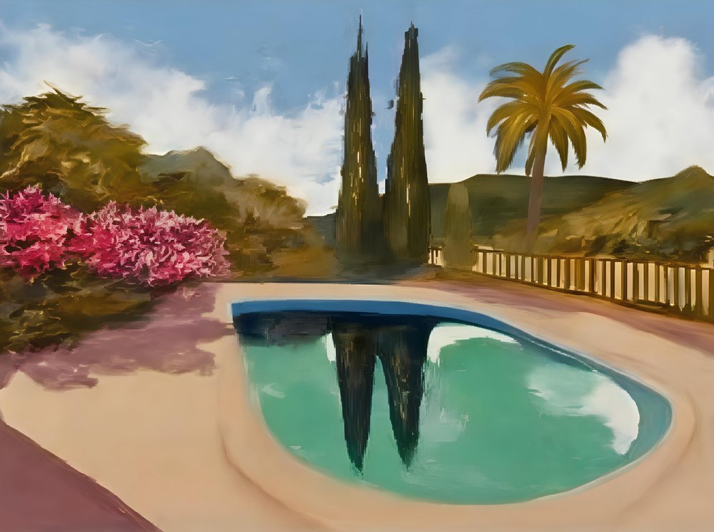 Reflexos na piscina de ciprestes de Avanesova Elena