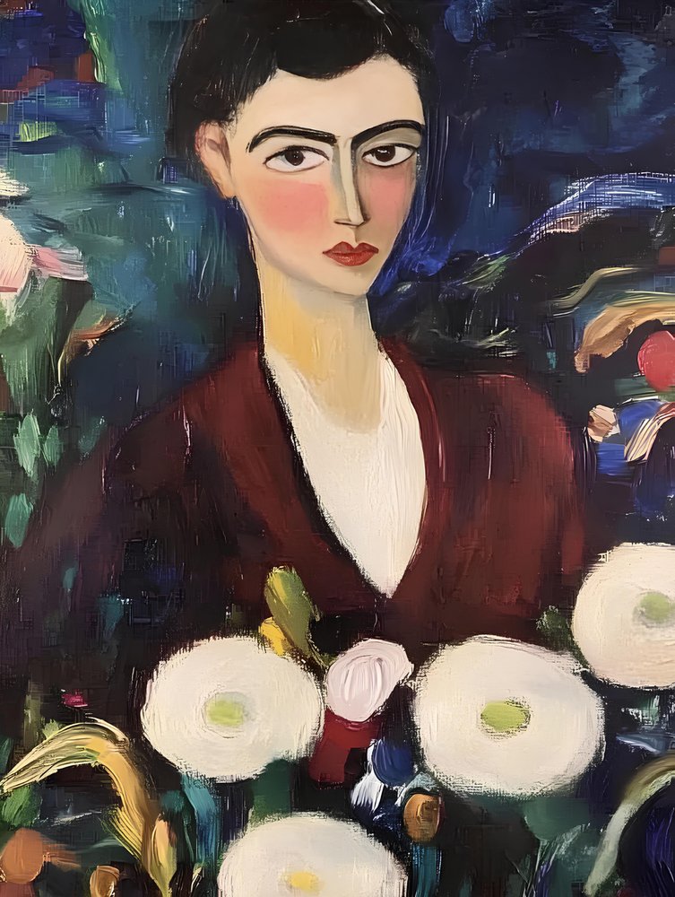 Mulher elegante com flores de Avanesova Elena