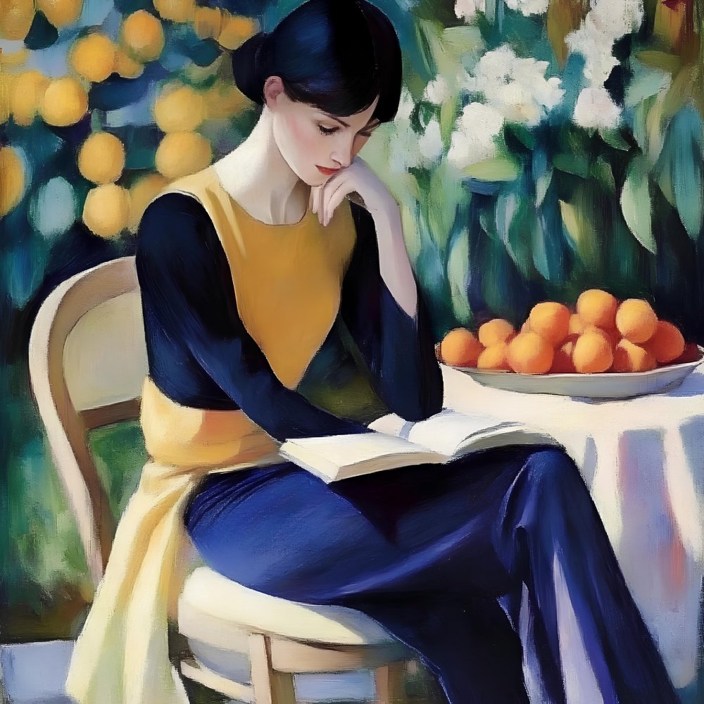 Leitura num jardim tranquilo de Avanesova Elena