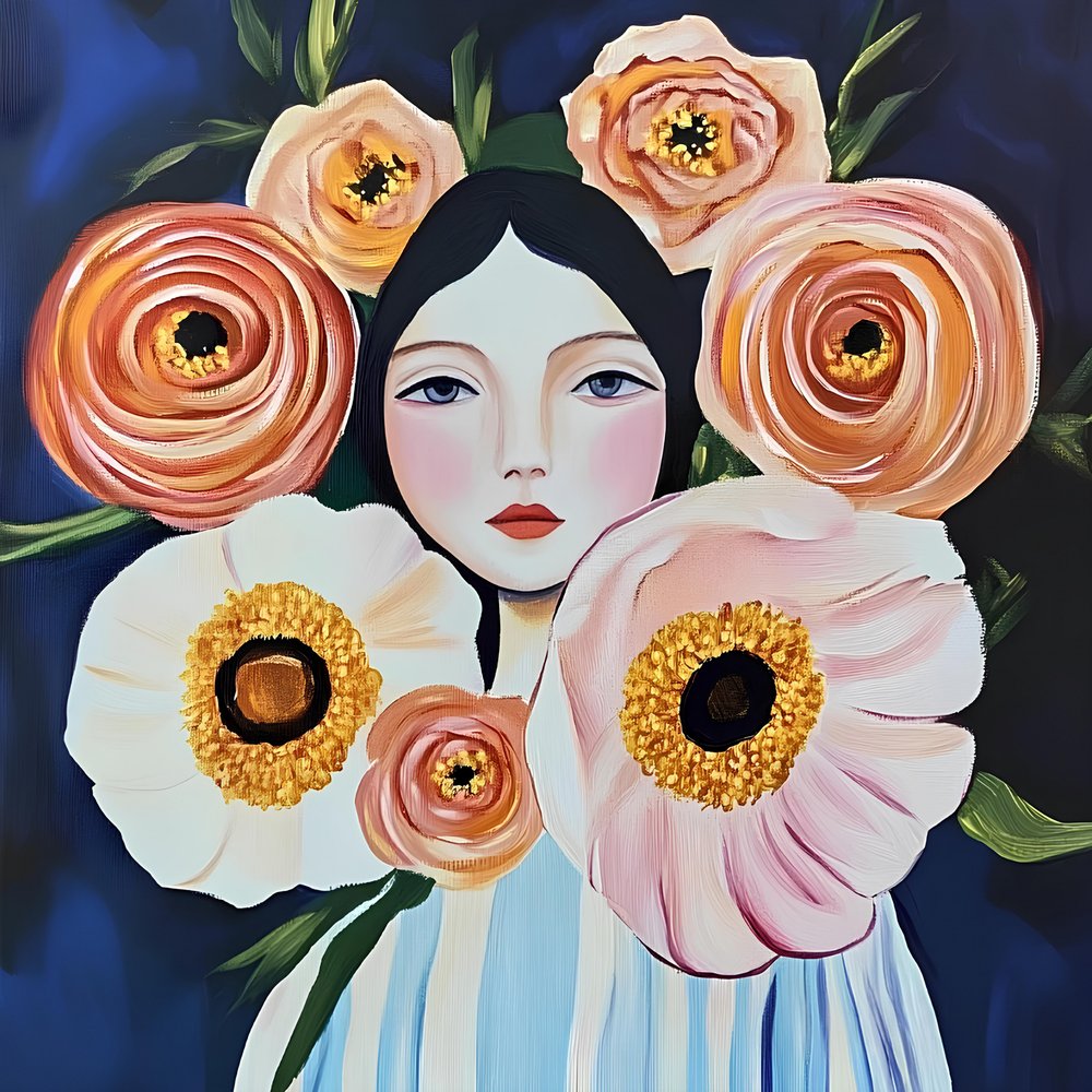 Retrato floral sereno de Avanesova Elena
