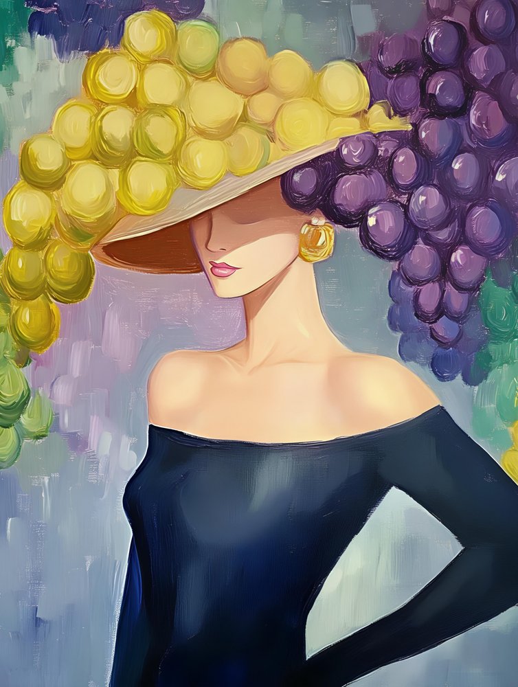 Chapéu elegante com padrão de uvas para mulher de Avanesova Elena