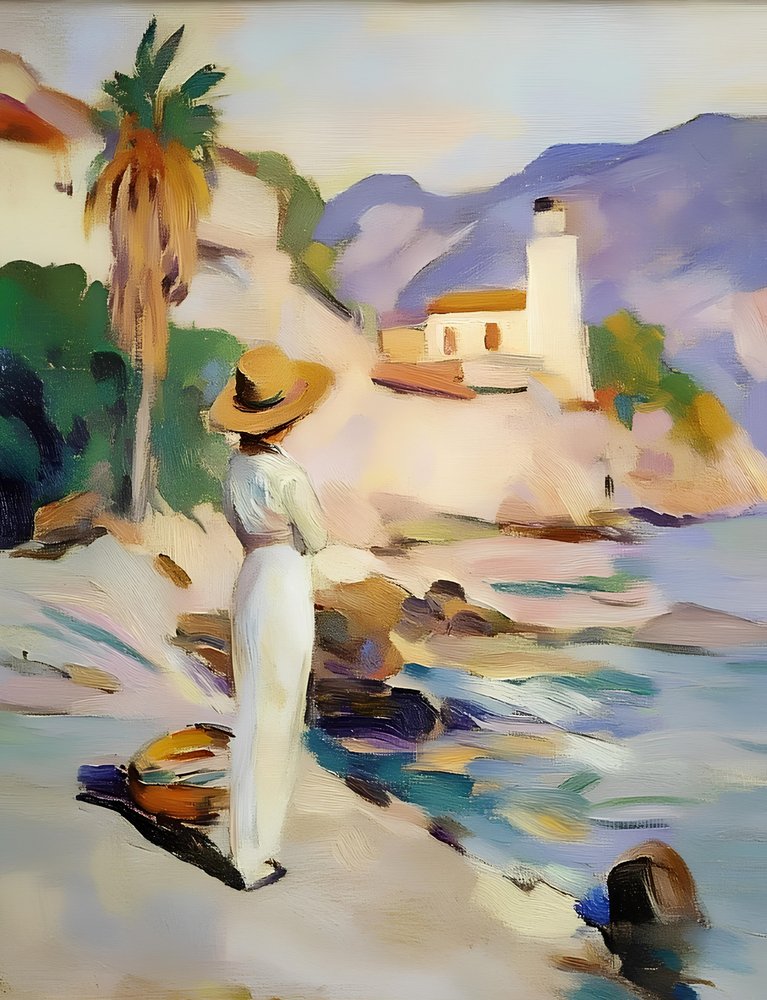 Mulher com vista para o litoral de Avanesova Elena