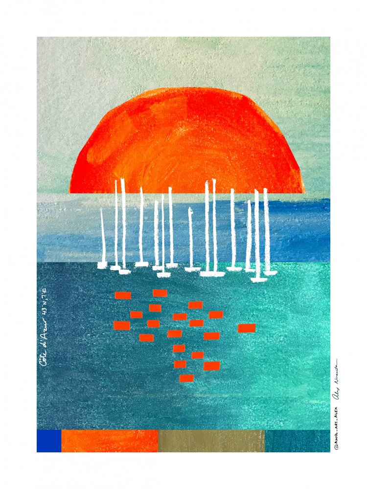 Paisagem marinha abstracta ao pôr do sol de Awol Art Alex