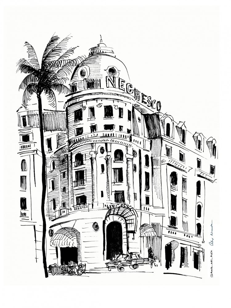Esboço de um hotel histórico de Awol Art Alex