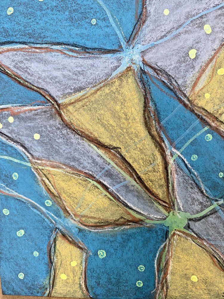 Abstrato orgânico azul e dourado de Berit Pihl