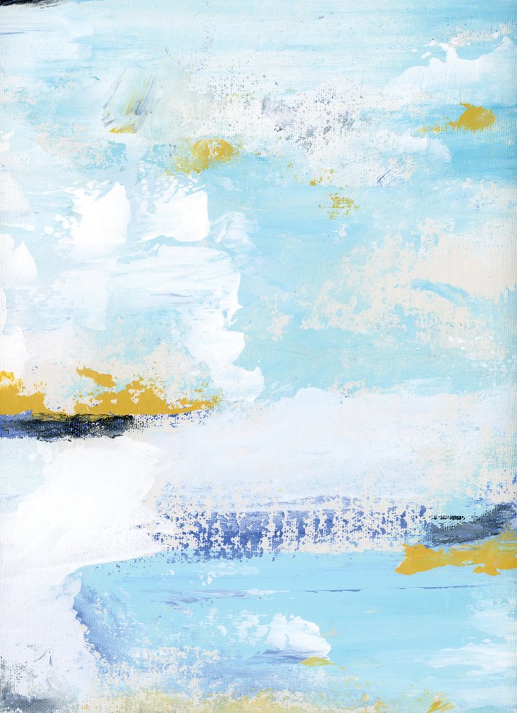 Azul Sereno e Ouro - Abstrato de Breanna Megan Studio