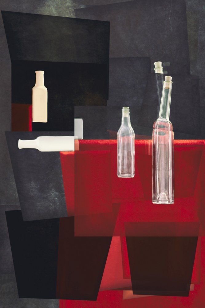 Composição abstracta com garrafas de Brig Barkow